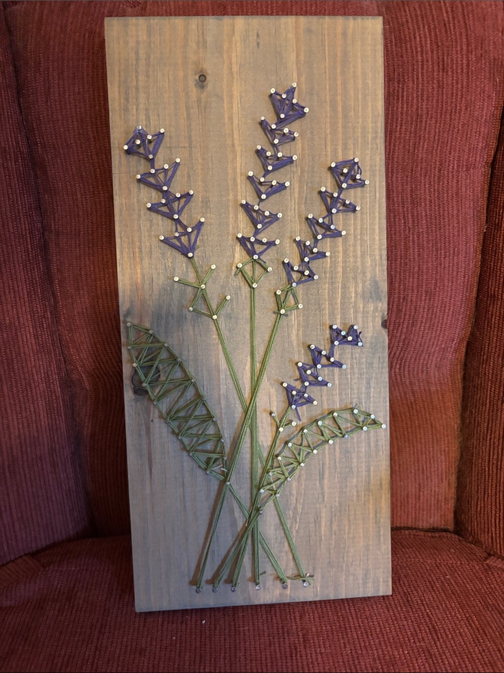 Lavender String Art Wall Panel - Purple and Green Floral Design